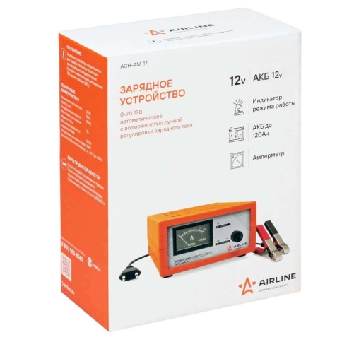 Airline  зарядное устройство для АКБ 7А ручная регулировка автоматическое импульсное до 120Ач гар 1г фото 2