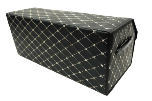 C2R Органайзер  багажника кофр экокожа черный с бежевой ниткой 70x30x30см  фото 4