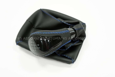 SALMAN Ручка КПП Lada Лада Приора 1 под КПП 2110 черный лак с синей ниткой в сборе   фото 5