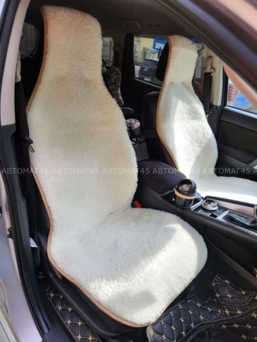 Рус Автотренд  Накидка  короткий ворс молочный на силиконе шерсть 70% Рус 145х55см 2шт    фото 9