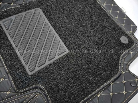 Ковры  5D экокожа Toyota Camry V40/V45 2006-2011г черный с бежевой ниткой+ворс компл Like АКЦИЯ! фото 19