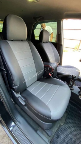 Авточехлы  Hyundai Tucson 08-16г подходит Kia Sportage 04-09г (корейская сборка) экокожа черно-серая фото 4