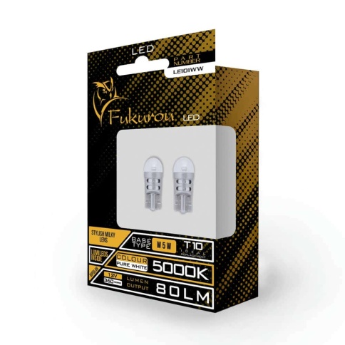Fukurou лампа светодиодная биполяр T10 W5W 12V 5000K 80LM 2шт    фото 1