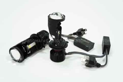 Ruzoom светодиодные лампы LED линза модуль 2шт H4 12В 60W 6500K 5000Lm с обманкой гар 6мес фото 4