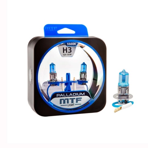 MTF  лампа H3 Palladium 12V 55W 5500K ярко-белый 2шт    фото 1