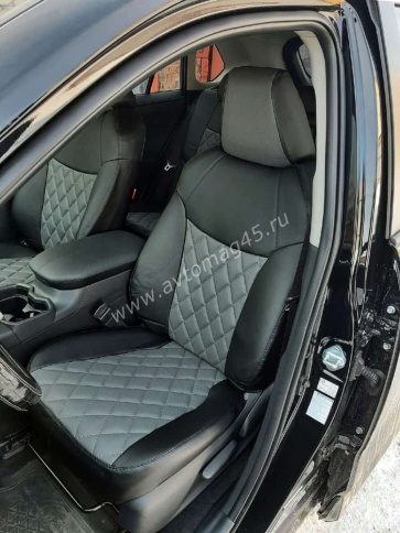 Авточехлы  Toyota RAV4 Тойота Рав4 2018-2025г XA50 экокожа черно-серый ромб    фото 6