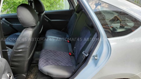 Авточехлы  Лада Granta Гранта  1/1 с 08.2018г экокожа алькантара черная с серой ниткой ромб  фото 11