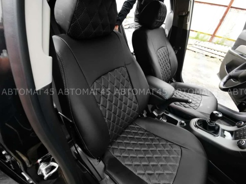 Авточехлы  Chevrolet Cruze Шевроле Круз экокожа черная серая нить ромб   фото 3