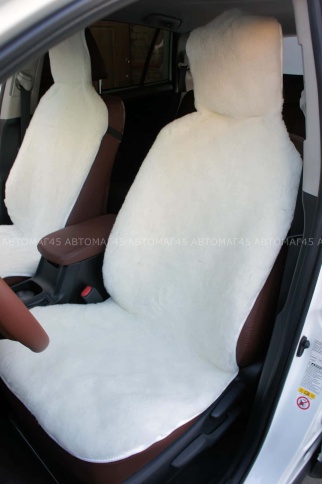 Накидка  на сиденье короткий ворс белая шерсть 60% 145х55см 1шт    фото 1