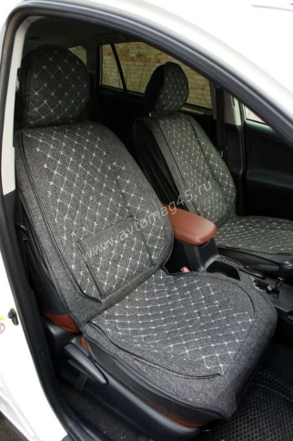 Чехлы  накидки на сиденье лен форма 2Д серый передние 2шт    фото 5