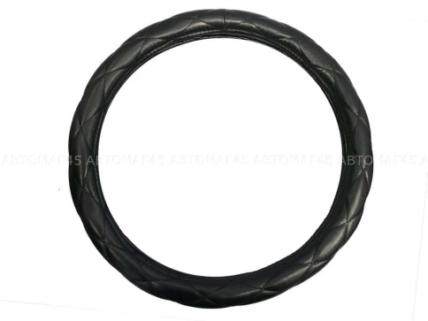 Maximal  оплетка руля кожа черная ромб черная нитка размер 37-39см R-01-BLBL   фото 2