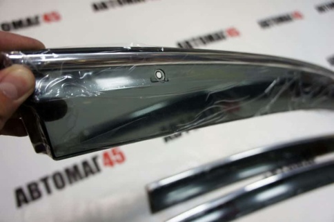 WIND  дефлекторы окон Nissan Teana Ниссан Теана 2008-2013г дымчатые хромированный молдинг компл 4шт фото 3