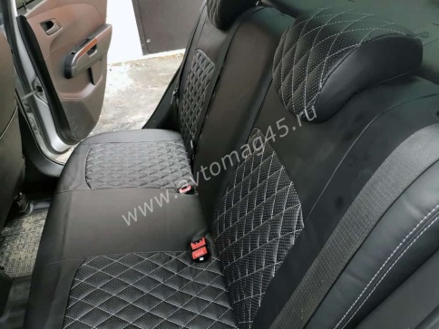 Авточехлы  Chevrolet Cobalt Кобальт 13-22г / Ravon Равон R4 16-20г экокожа черная ромб    фото 5