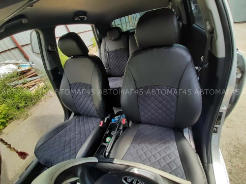 Авточехлы  Kia Rio Киа Рио 2011-2017г Hyundai Solaris 2011-2017г экокожа алькан черная сер.нить ромб фото 8