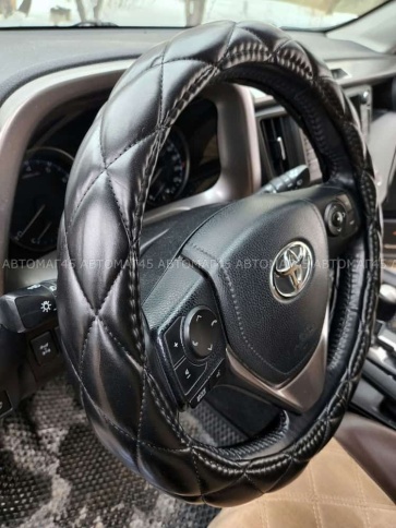 Maximal  оплетка руля кожа черная ромб черная нитка размер 37-39см R-01-BLBL   фото 5