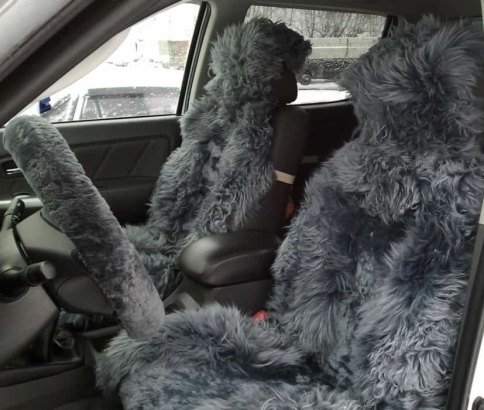 Накидки  комбинированные полностью серые овчина 140x50см 2шт    фото 8