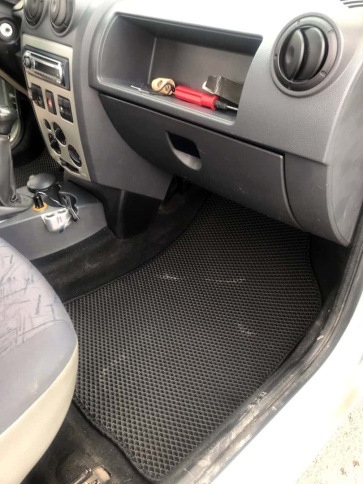 EVA ЭВА  коврики в салон Лада Ларгус Largus 5 мест Renault Logan 2004-2016г черные рисунок ромб 5шт фото 6