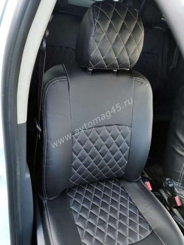 Авточехлы  Renault Duster до 2015г Sandero S.Stepway до 2015г 1/1 экокожа черная сер.н ромб фото 5