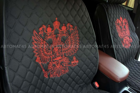 Чехлы  накидки на сиденье серия G лен черный красная нитка комплект 5 шт    фото 3