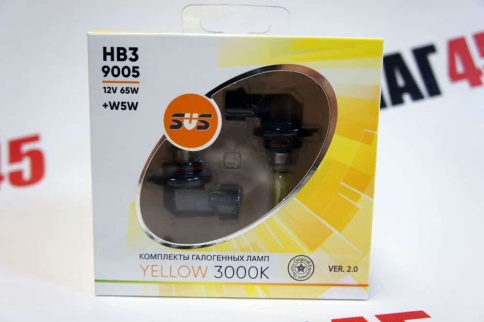 SVS  лампа HB3 Yellow 12V 55W 3000K 2шт    фото 3