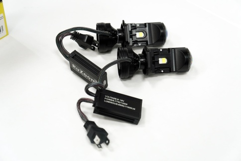 Ruzoom светодиодные лампы LED линза модуль 2шт H4 12В 70W/120W 6500K 6500Lm гарантия 6мес фото 4