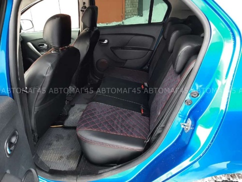 Авточехлы  Renault Logan с 2013г Renault Sandero Stepway с 2015г 2/3 без AIRBAG алькант сер.н ромб фото 7