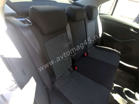 Авточехлы  Skoda Rapid с 2012г 2/3 Volkswagen Polo лифтбэк с 2020г жаккард черно-серый    фото 6