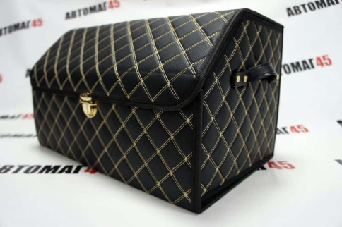 Органайзер  багажника кофр экокожа черный с бежевой ниткой 50 x 30 x 30см MAXIMAL Middle    фото 2