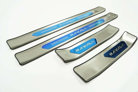 Накладки на внутр пороги Haval Хавал F7 2018-2024г 1 поколение широкие алюминий 4шт фото 4