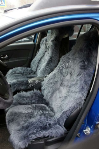 Накидки  комбинированные полностью серые овчина 140x50см 2шт    фото 2