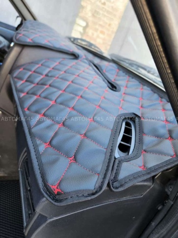 Накидка на панель ВАЗ 2114 2115 только европанель с красной ниткой экокожа фото 7