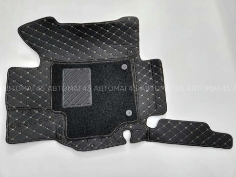 Ковры  5D экокожа Toyota Camry V50/V55 2011-2018г черный с бежевой ниткой+ворс комплект Like АКЦИЯ! фото 2