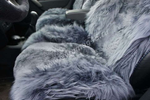 Накидки  комбинированные полностью серые овчина 140x50см 2шт    фото 3