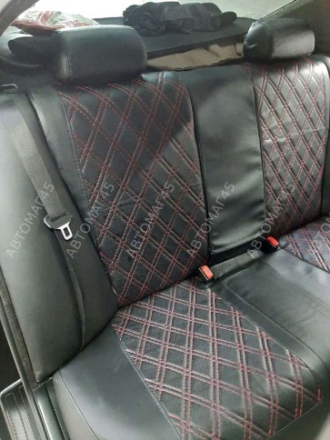 Экстрим  чехлы универсальные экокожа черный черный и красная нить ромб комплект    фото 9