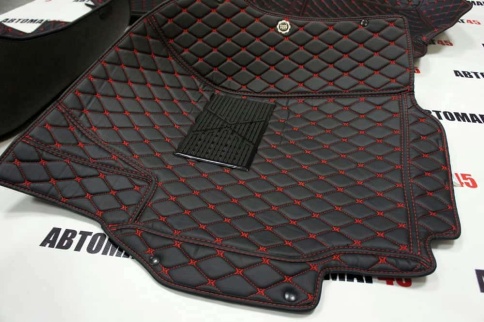 Ковры  5D экокожа Toyota Camry V40/V50/V55 06-18г черный с черной нитка + ворс комплект LIKE АКЦИЯ! фото 5