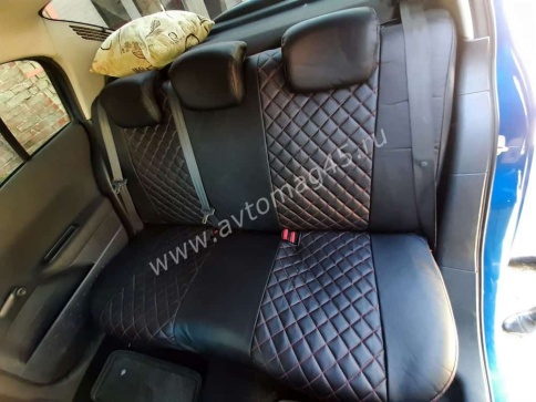 Авточехлы  Renault Megane 2 Рено Меган 2 2002-2009г 1/1 экокожа черно-серая серая нить ромб    фото 2