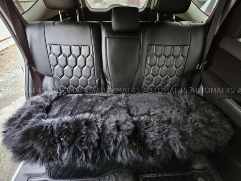 Накидка  комбинированная на заднее сидение черный овчина 135x45см 1шт    фото 4