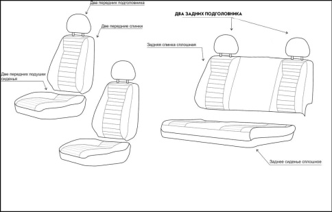 Авточехлы  Лада Granta Гранта  1/1 с 08.2018г экокожа черная с серой ниткой ромб Офис    фото 2