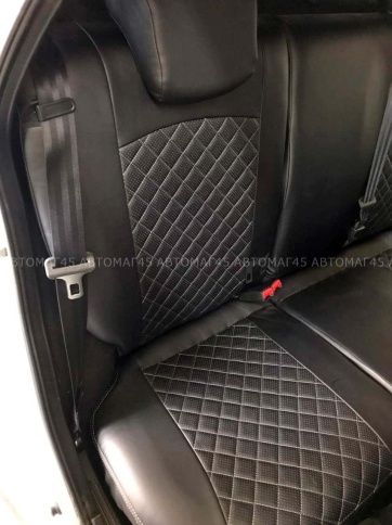 Авточехлы  Лада Granta Гранта  2/3 с 08.2018г экокожа черный с серой ниткой ромб г.Ростов    фото 2