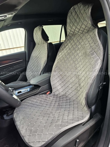 Автотренд  Накидки на сиденье на силиконе без боков велюр серый 2шт    фото 8