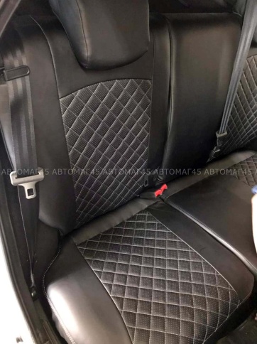 Авточехлы  Лада Granta Гранта  2/3 с 08.2018г экокожа черный с серой ниткой ромб г.Ростов    фото 3