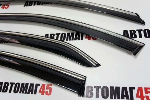 Дефлекторы окон Toyota Camry V70 Тойота Камри V70 2017-2024г с хромом комплект 4шт    фото 3