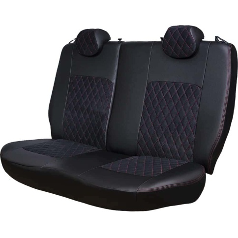 Авточехлы  Нива Шевроле 2014-2020г Niva Travel с 2020г экокожа алькантара черная с серой ниткой ромб фото 4