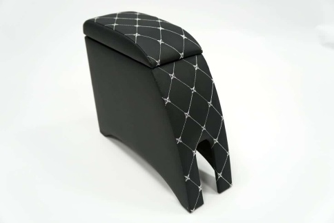 Подлокотник  ВАЗ 2101 2107 черный с белой ниткой ромб экокожа эко    фото 6