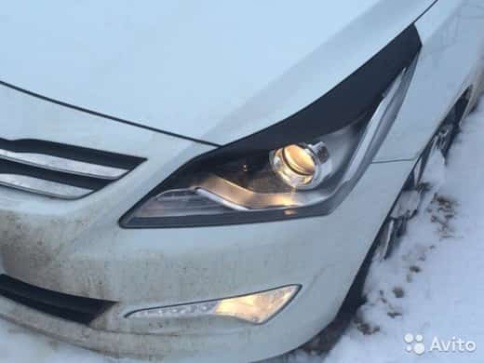 Реснички накладки на фары Hyundai Solaris Хендай Солярис 2014-2017г 2шт    фото 2