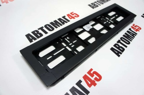 Широкая  рамка номерного знака черная с задней стенкой алюминий    фото 1