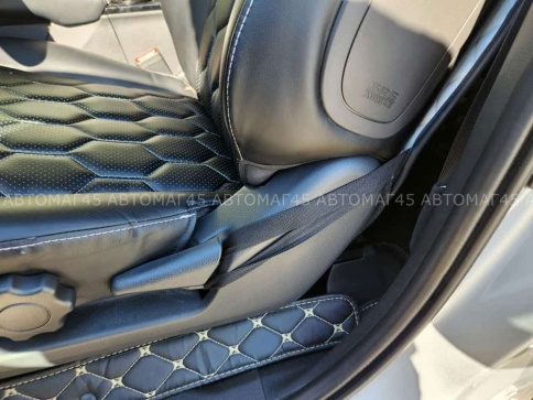 Maximal Защита  заднего сиденья с карманом экокожа черная c бежевой ниткой ромб 62х49см JJ-39-BLBG   фото 4