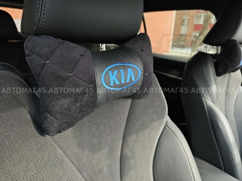 Подушка  под шею с лого KIA синий логотип 2шт фото 3