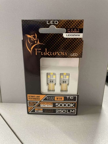 Fukurou лампа светодиодная суперяркие T10 W5W 12V 5000K 250LM 2шт    фото 3