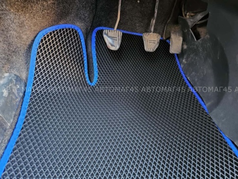 EVA ЭВА  коврики в салон ВАЗ 2109 2114 2115 черные синий кант рисунок ромб  комплект 5шт    фото 2